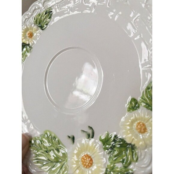 Lefton Set Of 6 Vintage Ceramic Floral-Embossed Saucer Plates - Picture 5 of 12